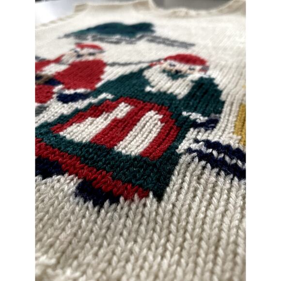 Messages Sz M Vintage Santa Sweater Vest Sz M Festive Christmas Boho Unique Fun - Picture 5 of 9